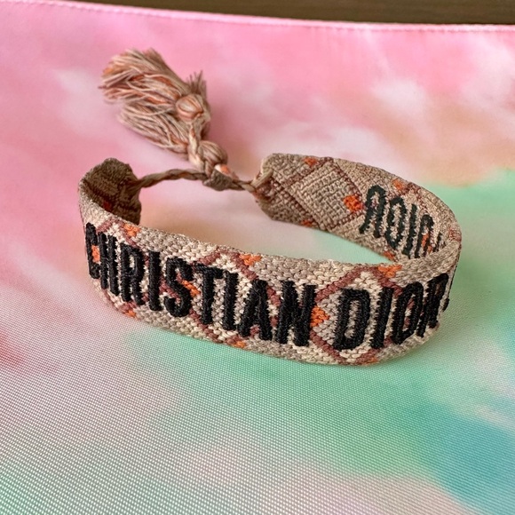 Christian Dior Tan and Orange Friendship Bracelet - Picture 1 of 4